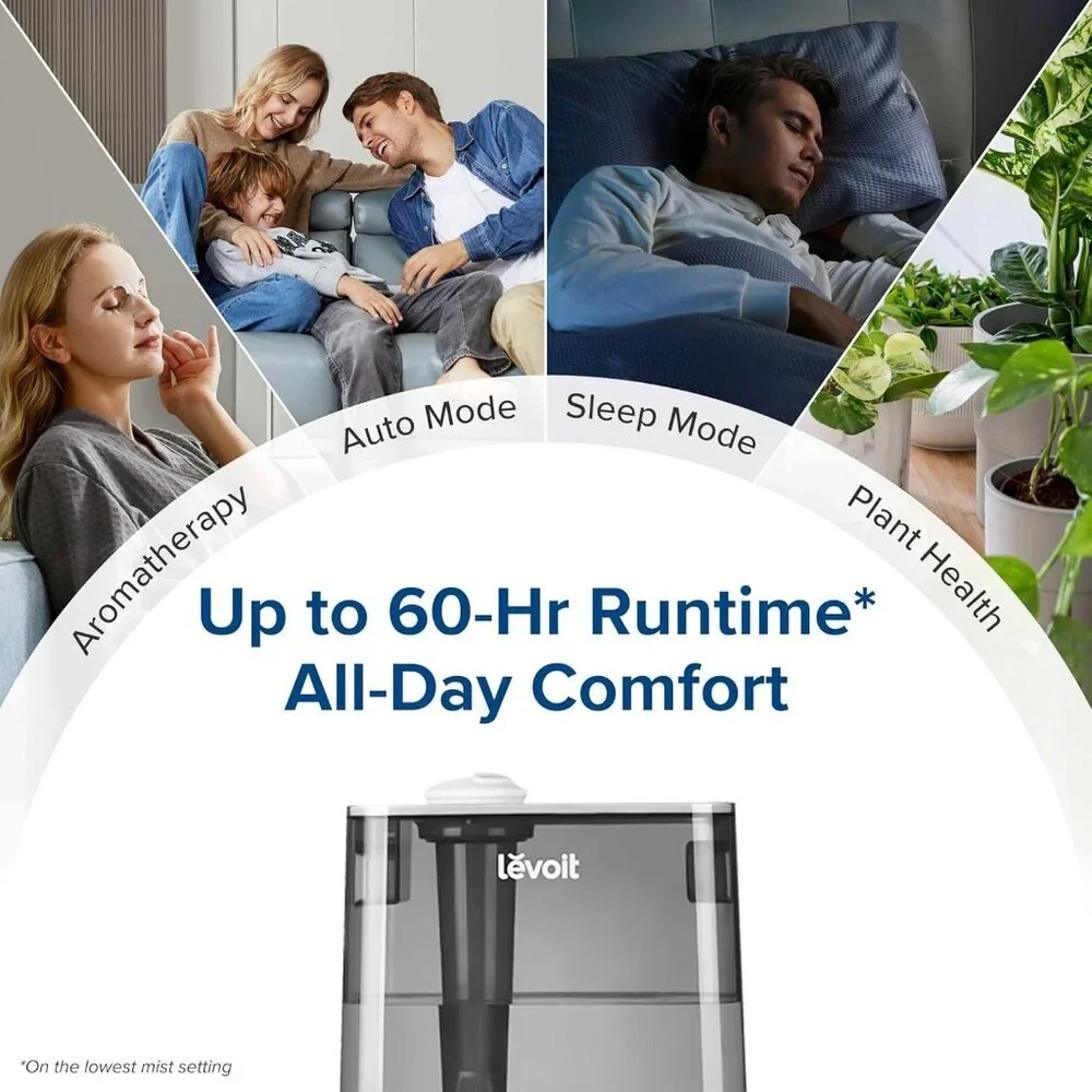 Smart Humidifiers for Bedroom Large Room Home,6L Cool Mist Top Fill Essential Oi - Picture 4 of 9